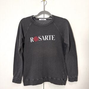 Rodarte Sweatshirt Women’s XS Gray Distressed Rose Long Sleeve Pullover‎